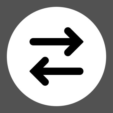 Flip Horizontal flat black and white colors round button