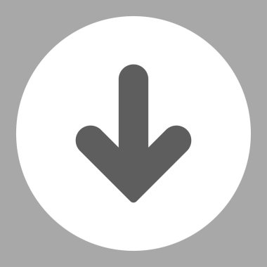 Arrow Down flat dark gray and white colors round button
