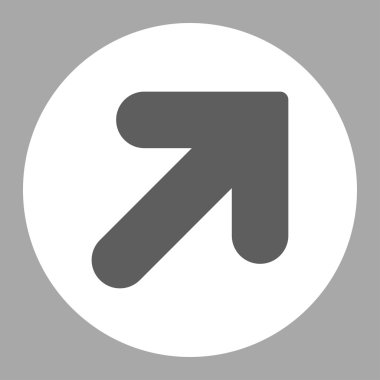 Arrow Up Right flat dark gray and white colors round button