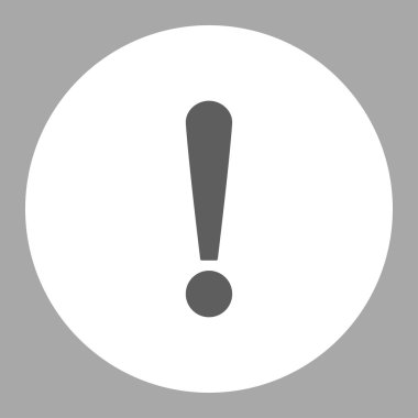 Exclamation Sign flat dark gray and white colors round button