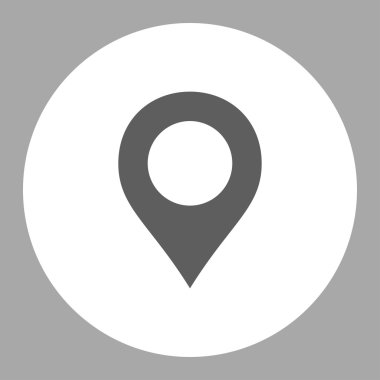 Map Marker flat dark gray and white colors round button