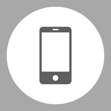 Smartphone flat dark gray and white colors round button