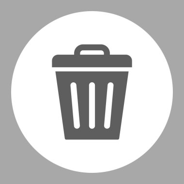 Trash Can flat dark gray and white colors round button