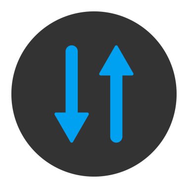 Arrows Exchange Vertical flat blue and gray colors round button