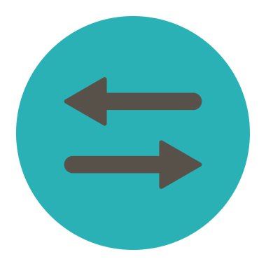Arrows Exchange Horizontal flat grey and cyan colors round button