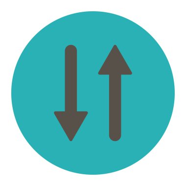 Arrows Exchange Vertical flat grey and cyan colors round button