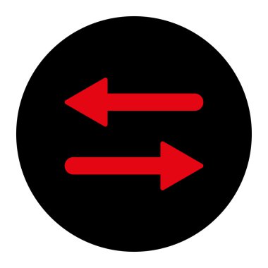 Arrows Exchange Horizontal flat intensive red and black colors round button