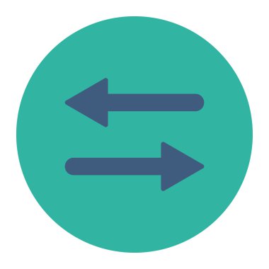 Arrows Exchange Horizontal flat cobalt and cyan colors round button