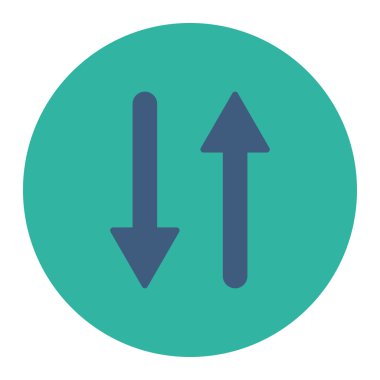 Arrows Exchange Vertical flat cobalt and cyan colors round button