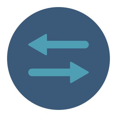 Arrows Exchange Horizontal flat cyan and blue colors round button