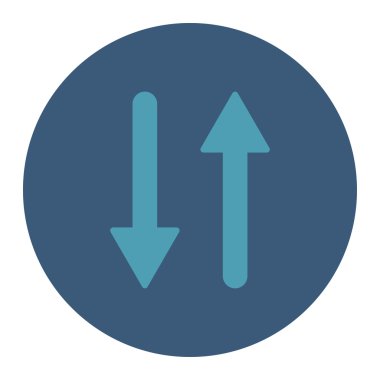 Arrows Exchange Vertical flat cyan and blue colors round button