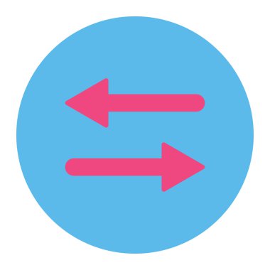 Arrows Exchange Horizontal flat pink and blue colors round button