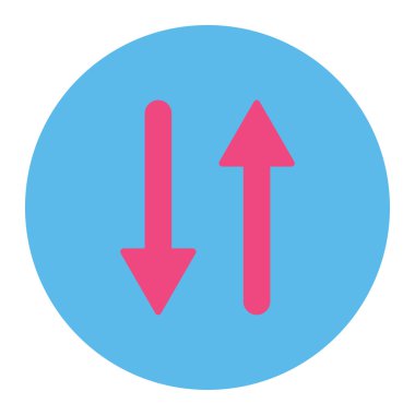 Arrows Exchange Vertical flat pink and blue colors round button
