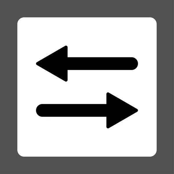 Tlačítko šipky Exchange vodorovně ploché černé a bílé barvy, zaoblený — Stockový vektor