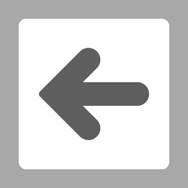 Seta Esquerda plana cinza escuro e branco cores arredondadas botão —  Vetores de Stock