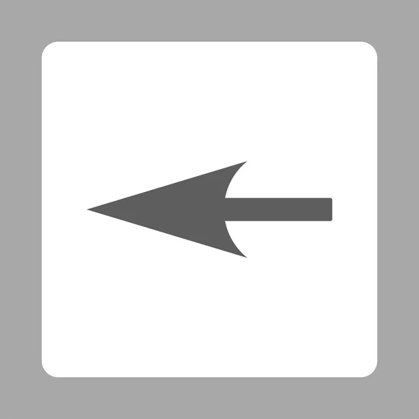 Flecha izquierda aguda plana gris oscuro y blanco colores botón redondeado — Vector de stock