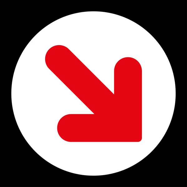 Стрілка вниз праворуч плоскі червоного і білого кольорів круглі кнопки — стоковий вектор