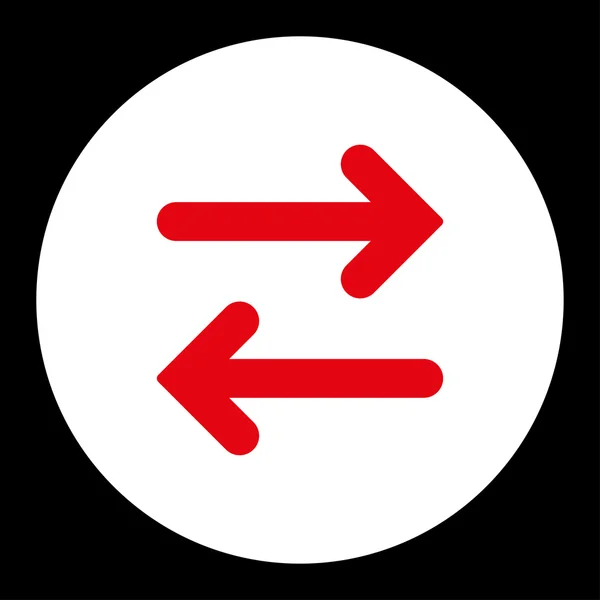 Flip οριζόντια επίπεδη κόκκινο και λευκό χρώμα στρογγυλό κουμπί — Διανυσματικό Αρχείο