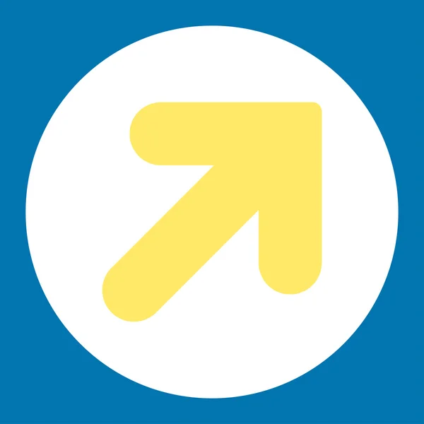 Arrow Up Right flat yellow and white colors round button — 스톡 벡터