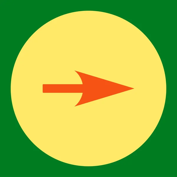 Arrow Axis X flat orange and yellow colors round button — 스톡 벡터