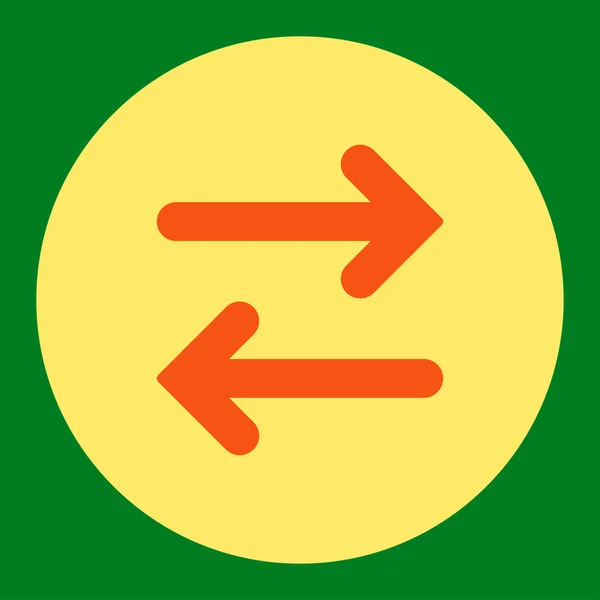 Flip Horizontal flat orange and yellow colors round button — Stock vektor