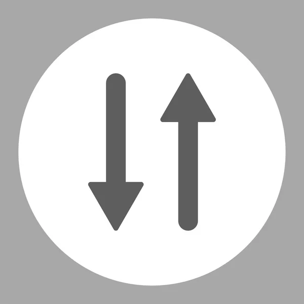 Arrows Exchange Vertical flat dark gray and white colors round button — Stockový vektor