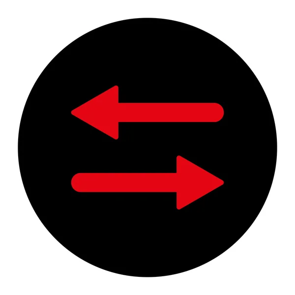 Arrows Exchange Horizontal flat intensive red and black colors round button — Stockový vektor