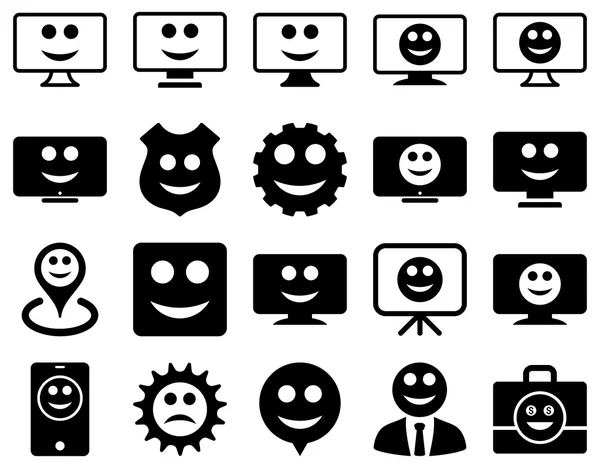 Hulpprogramma's, gears, glimlacht, dilspays pictogrammen. — Stockfoto