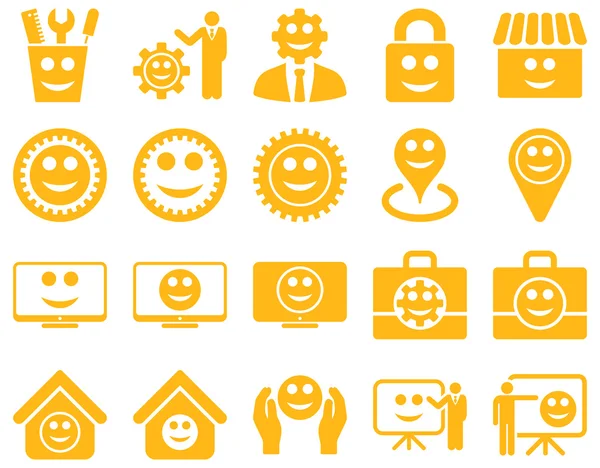 Tools, gears, smiles, management icons. — Stock Photo, Image