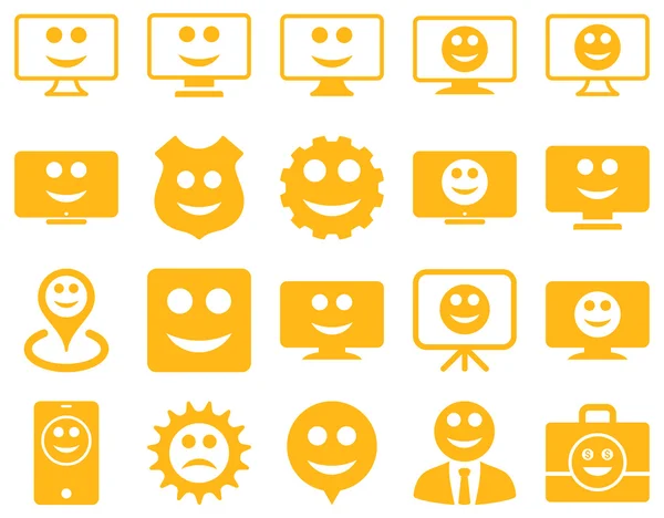 Hulpprogramma's, gears, glimlacht, dilspays pictogrammen. — Stockfoto