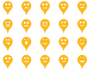 Duygu harita işaretleyici simgeler.