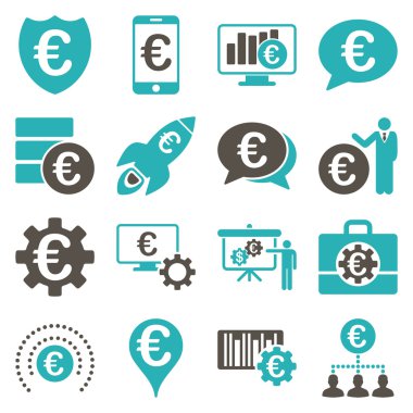 Euro bankacılık iş ve hizmet araçları simgeler