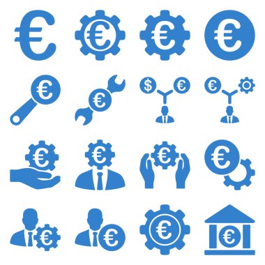 Euro bankacılık iş ve hizmet araçları simgeler