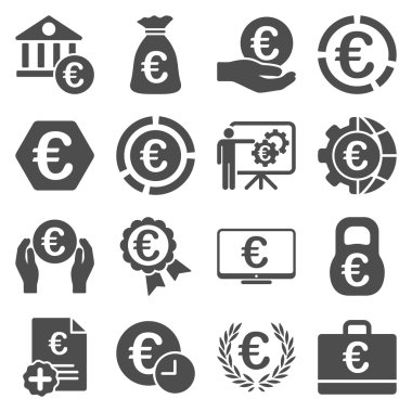 Euro bankacılık iş ve hizmet araçları simgeler