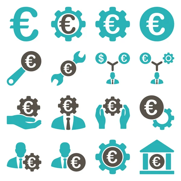 Iconos de negocio y herramientas de servicios bancarios en euros — Foto de Stock