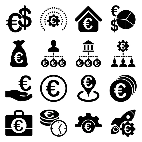 欧元银行业务和服务工具图标 — 图库照片