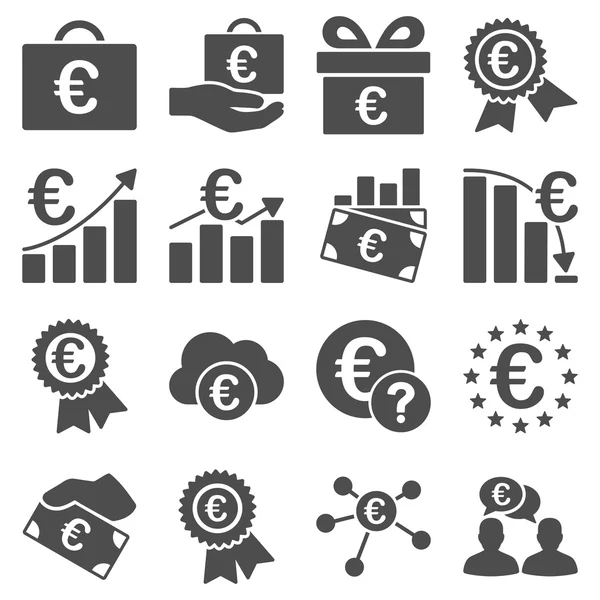 Urządzenia dla zmierzenia szczelności i lepkości płynnów euro bankowość biznes i usługi ikony — Zdjęcie stockowe