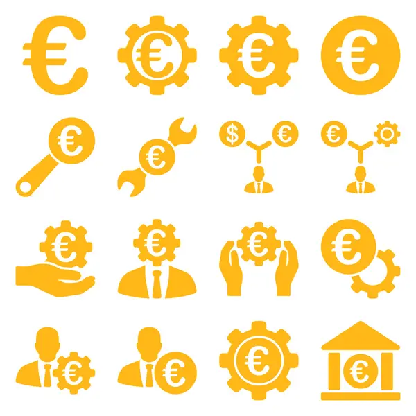 Euro bankacılık iş ve hizmet araçları simgeler