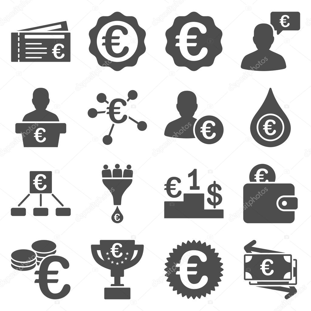 Euro banking business and service tools icons