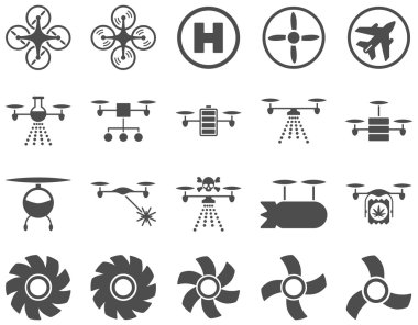 Hava uçak ve quadcopter aracı simgeler