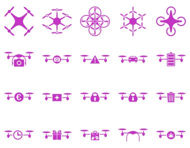 Hava uçak ve quadcopter aracı simgeler