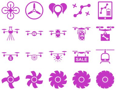 Hava uçak ve quadcopter aracı simgeler