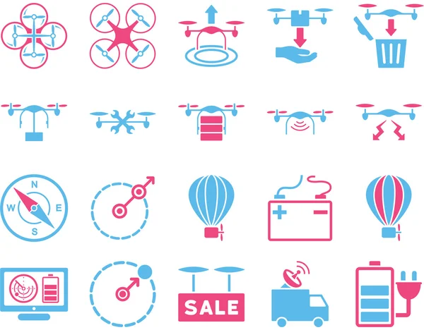 Iconos de herramientas de dron de aire y quadcopter — Foto de Stock