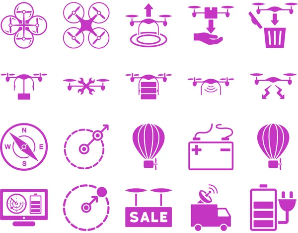 Air drone e icone strumento quadricottero — Foto Stock