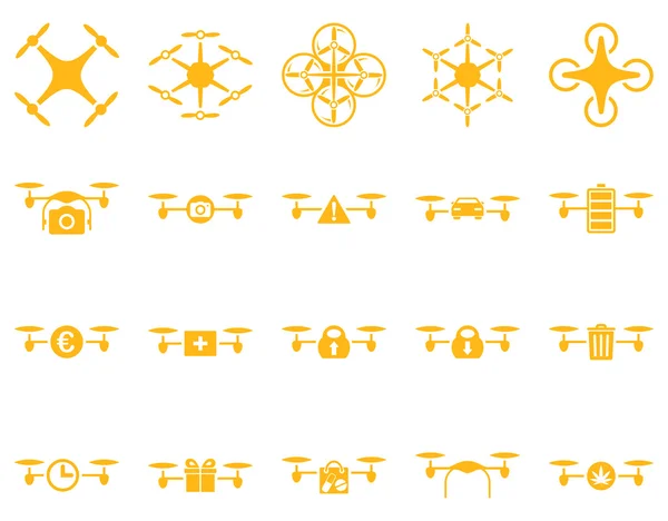 Иконки воздушных дронов и квадрокоптеров — стоковое фото