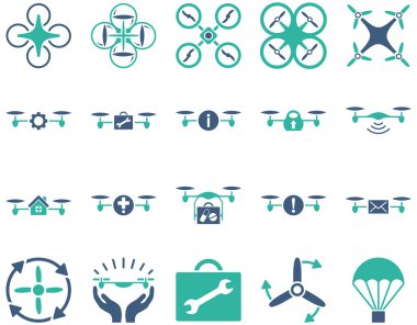 Hava uçak ve quadcopter aracı simgeler