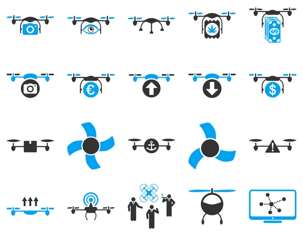 Lucht drone en quadcopter gereedschapspictogrammen — Stockvector