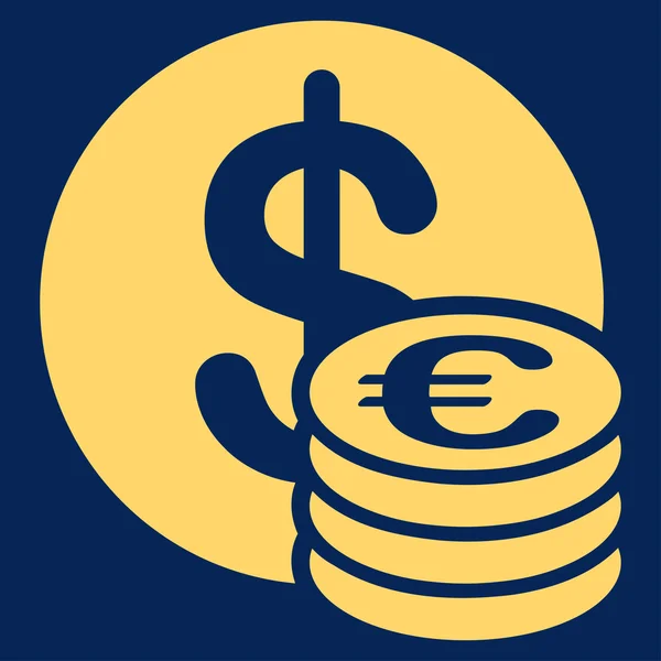Dollar euro coins icon — Stock Vector