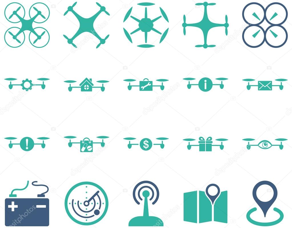 Air drone and quadcopter tool icons