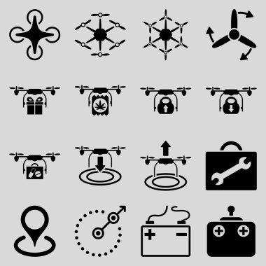 Hava helikopter düz Icon set